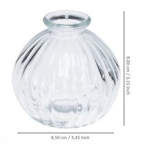 Artikel Lille glasvase kuglevase vase klare riller Ø8,5cm H8cm