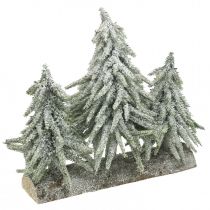 Mini juletræstrio på log juledekoration 28cm