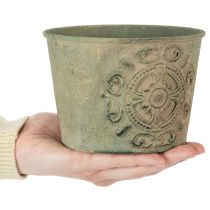 Artikel Metal urtepotte, grøn, vintage, Ø22cm–13,5cm, sæt med 3