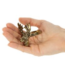 Artikel Metal servietring med hjortehoved i guldlook, 6 cm, 4 stk.