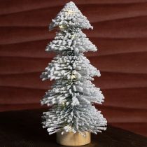 Artikel Mini juletræ med LED-belysning i gran med sne 28 cm