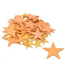 Artikel Dekorationsstjerner træ orange 3 farver Ø3,5/5,5/7 cm 48 stk.