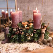 Artikel Støvet rose bloklys 70×120 mm, gennemfarvet, sæt med 4, dekorative lys til bryllupper og hjem