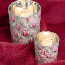 Artikel Dekorativ glaslanterne med tulipandesign til forårsindretning i hjemmet, 8 cm, 4 stk.