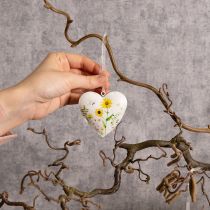 Artikel Hjertevedhæng med blomstermønstre som vægdekoration, 7 cm, 6 stk.