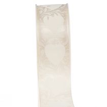 Organza bånd creme dekorative bånd hjerter 40mm 15m