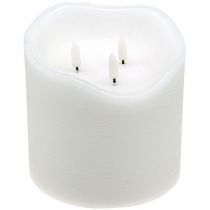 LED stearinlys stor voks hvid til batteri timer Ø14,5cm H15cm