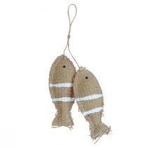 Hængende dekoration deco fisk til at hænge maritim dekoration stribet 14,5×6cm