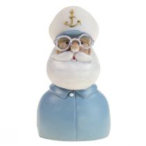 Maritim dekoration figur kaptajn med briller sommer dekoration H11,5cm