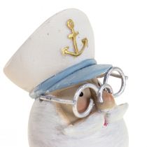 Maritim dekoration figur kaptajn med briller sommer dekoration H11,5cm
