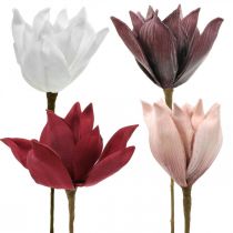 Magnolia kunstig blomst på pind Ø10cm Skum 6 stk. Forskellige farver