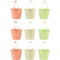 Artikel Spand med hank plantekasse pastel metal Ø10cm H8cm 10 stk
