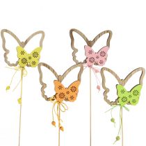 Artikel Blomsterstik sommerfugl dekorativt stik træ 8,5x7cm 12 stk