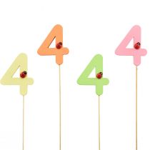 Artikel Nummerpropper fødselsdag 4 blomsterpropper træ 27,5cm 16 stk