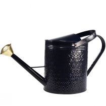 Artikel Dekorativ vandkande, vintage blå og guld ternet metal, retro design til indendørs brug, have eller altan, 65 cm