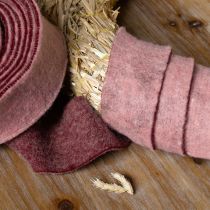 Artikel Filtbånd tofarvet pottebånd uldfiltbånd pink rød 7,5 cm 5 m
