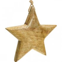Artikel Adventsdekoration, stjerne af træ, juledekoration stjerne H9cm 3 stk