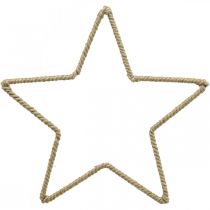 Adventsdekoration, julepynt stjerne, dekoration stjerne jute B31cm 4 stk