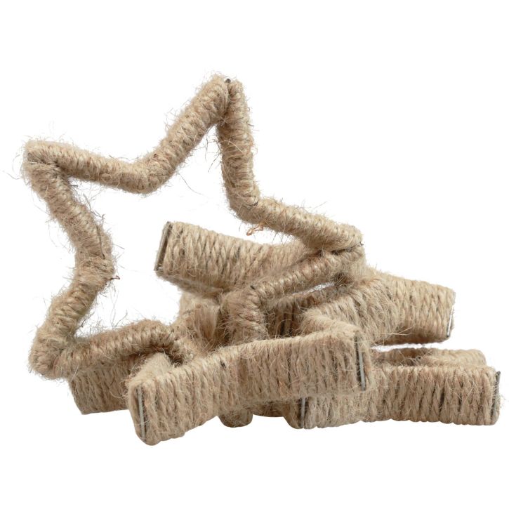 Adventsdekoration juledekoration stjerne dekorativ stjerne jute 13,5cm 6 stk