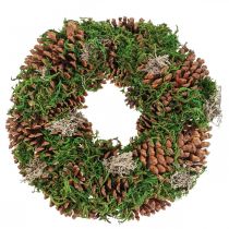 Adventskrans dørkrans dekorativ krans med kogler mos Ø30cm