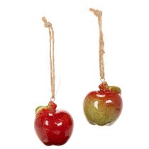Artikel Efterårsdekoration æble keramik til ophæng 5 cm 4 stk.