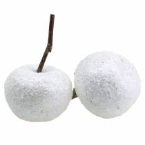 Dekorative æbler hvide med glimmer 5,5–6,5cm 12stk