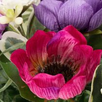 Artikel Kunstig blomsterbuket med anemoner, forårsdekoration, alsidig i et moderne design, 26 cm