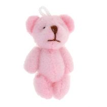 Vedhæng bjørn pink 3,8 cm 12stk