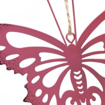 Vedhæng butterfly deco metal rose pink 8,5x9,5cm 6stk