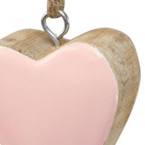 Vedhæng træhjerter dekorative hjerter pink Ø5-5,5cm 12stk