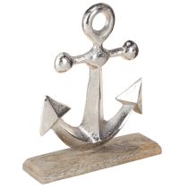 Artikel Ankerdekoration Metal på træbase Sølv Natur H21cm