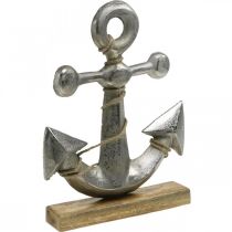 Anker lavet af metal, maritim dekoration, søfartsdekoration sølv, naturlige farver H32cm