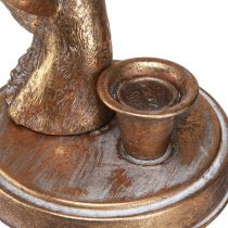 Artikel Antik lysestage glas hjortehoved guld metal 26cm