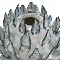 Dekorativ vase kunstchok keramisk blå, hvid Ø9,5cm H9cm