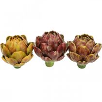 Artiskok Kunstige Grøntsager Deco Farvet Assorteret H10,5cm 3stk