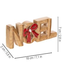 Artikel Noel-skrift med sløjfe, juledekoration, 18 cm