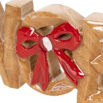 Artikel Noel-skrift med sløjfe, juledekoration, 18 cm