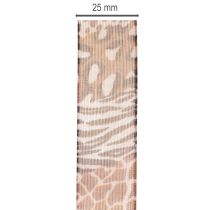 Artikel Dekorativt bånd, dyreprint, leopardmønster, gavebånd, 25 mm bredt, 20 m langt