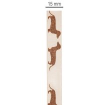 Artikel Gavebånd med gravhundmotiv til gør-det-selv og hobbyarbejde, 15 mm x 18 m