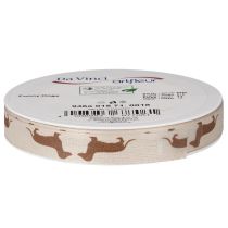 Artikel Gavebånd med gravhundmotiv til gør-det-selv og hobbyarbejde, 15 mm x 18 m