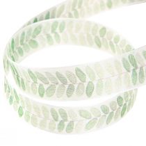 Artikel Bånd Grønne Blade Organza Bånd Dekorationsbånd 25mm 18m