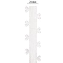 Artikel Dekorativt hvidt bånd med hjerter til kreative hobbyidéer, 20 mm x 15 m