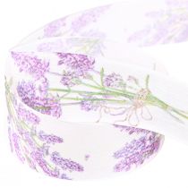 Artikel Bånd lavendel silkebånd med lavendel buket 40mm 15m