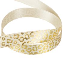 Artikel Bånd Leopardprint Silkebånd Creme Guld 15mm 18m
