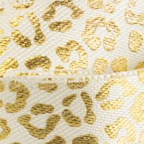 Artikel Bånd Leopardprint Silkebånd Creme Guld 15mm 18m