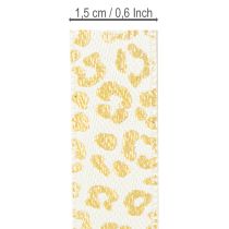 Artikel Bånd Leopardprint Silkebånd Creme Guld 15mm 18m