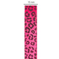 Artikel Dekorativt bånd med leopardprint, lyserødt, 15 mm x 18 m
