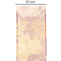 Artikel Gavebånd i efterårsfarver, organzabånd med blomstermønster, 40 mm, 15 m