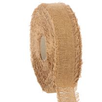 Artikel Dekorativt bomuldsbånd, rustik stil, med frynser, 40 mm, 30 m