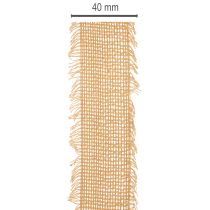 Artikel Dekorativt bomuldsbånd, rustik stil, med frynser, 40 mm, 30 m